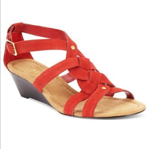 red low wedge sandals